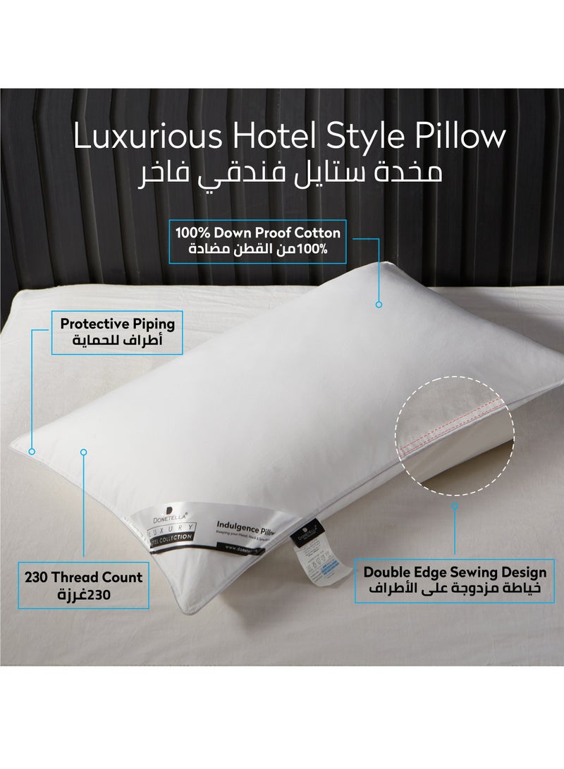 2 Pieces Hotel Pillow Cotton Shell Double Edge Stitched Premium Gel Fiber 1600 gms Filling Each 50x75 Soft Loft,White