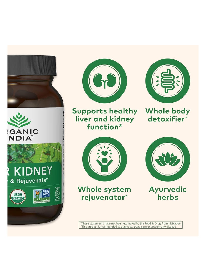 Organic India Liver Kidney Detoxify And Rejuvenate Herbal Supplement 90 Veg Caps