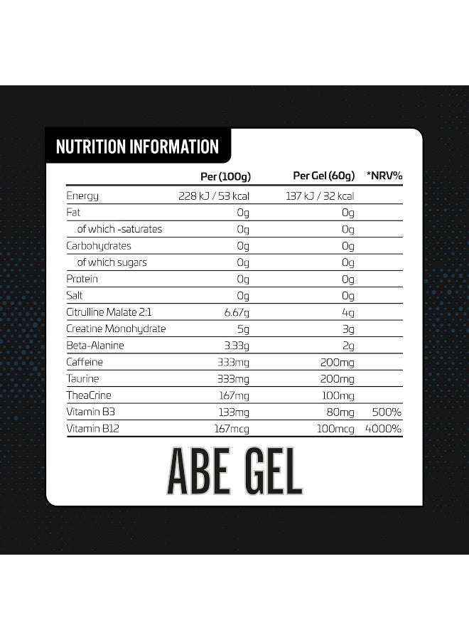 Abe Pre Workout Gel Energy And Physical Performance With Citrulline Creatine Beta Alanine 20 X 60Ml Gels Candy Ice Blast