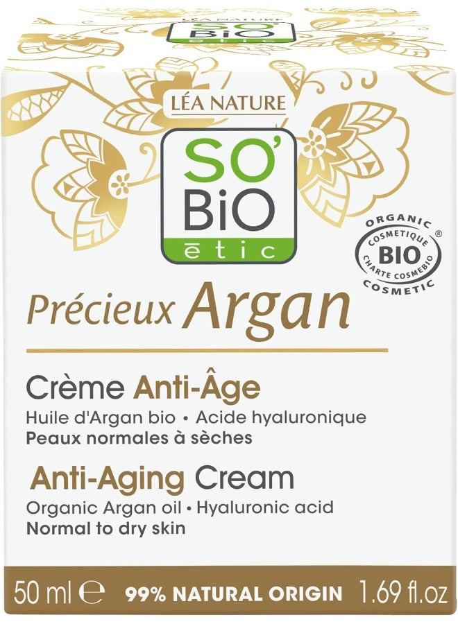 Argan Anti-Age Day Cream 50Ml | Organic Argan Oil | Hyaluronic Acid | Normal To Dry Skin