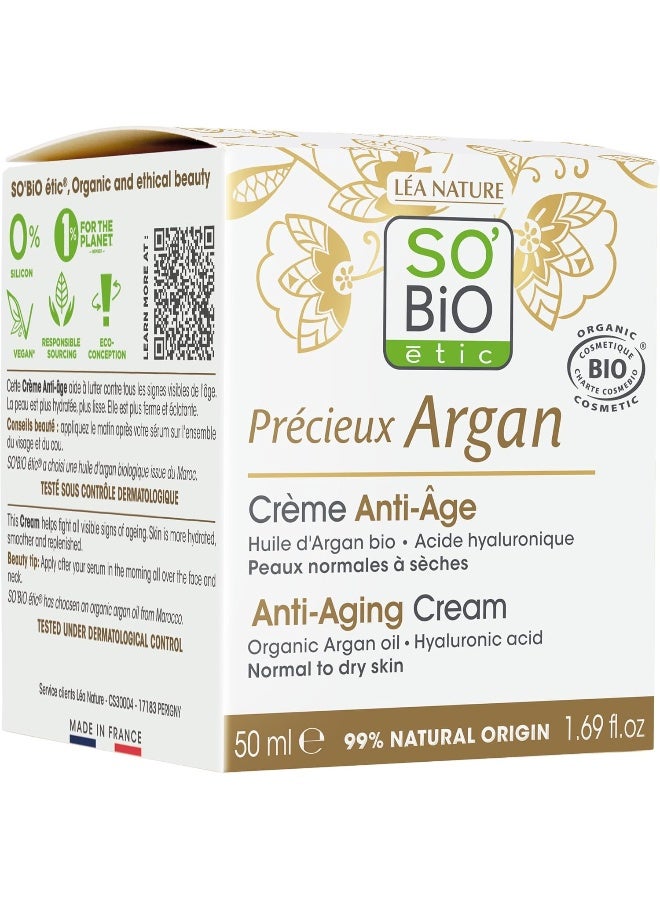 Argan Anti-Age Day Cream 50Ml | Organic Argan Oil | Hyaluronic Acid | Normal To Dry Skin