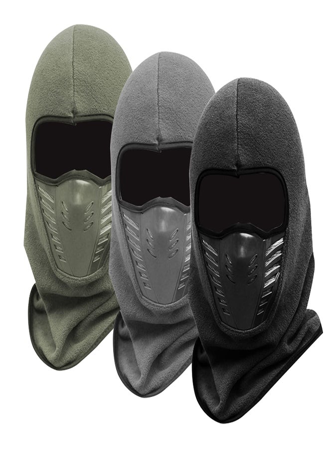 3Pcs Warm Soft Balaclava Ski Mask Set, Full Face Cover with Breathable Air Vents, Thermal Winter Mask for Skiing, Biking, and Outdoor Sports