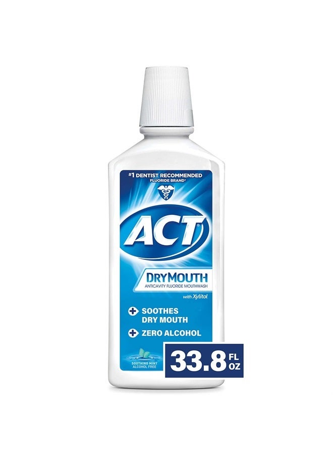 Dry Mouth Anticavity Zero Alcohol Fluoride Mouthwash, Soothing Mint, 33.8 fl. oz.