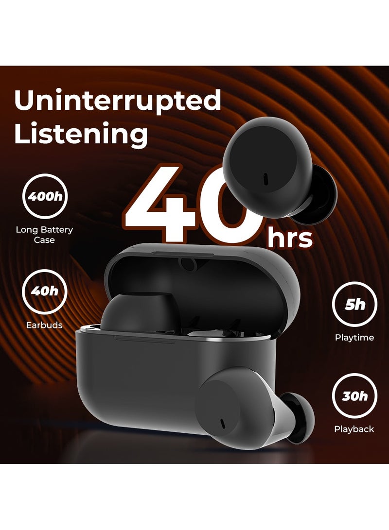 TWS Vibez M-Pods Mini Bluetooth Earbuds with 30H Playtime, ENC, Hi-Fi Sound, IPX4 Water Resistant, Type-C Fast Charging Case