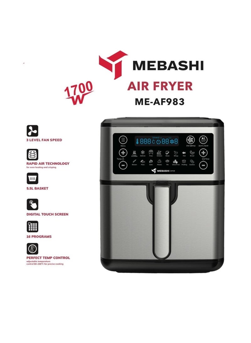 Mebashi Air Fryer 5.5L 1700W