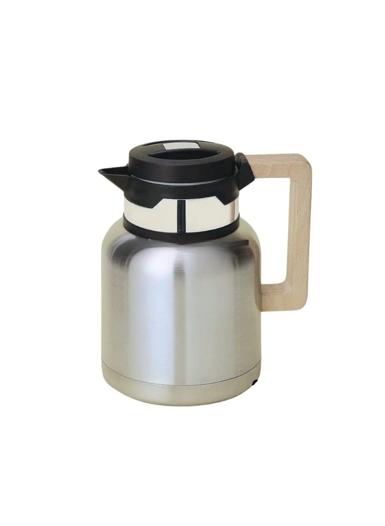 Liying Stainless Steel Thermal 1L, Double Walled Vacuum Thermos, Thermal Pot Flask for Coffee, Tea, Hot Water, Hot and Cold Beverages,12 Hours