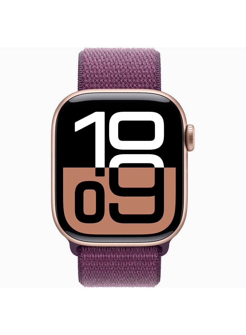 Watch Series 10 GPS + Cellular 42mm Rose Gold Aluminium Case With Plum Sport Loop