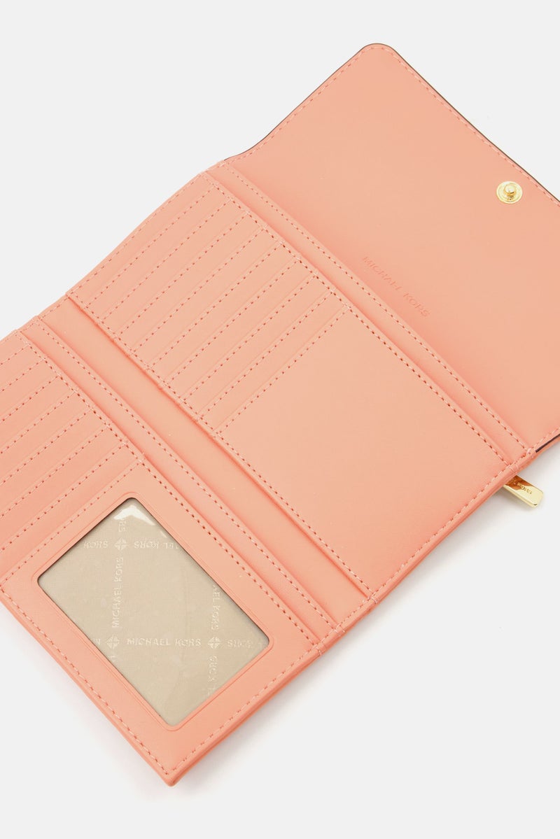 Women Hardware Logo Purse 11 H x 18 L x 2 W cm, Peach