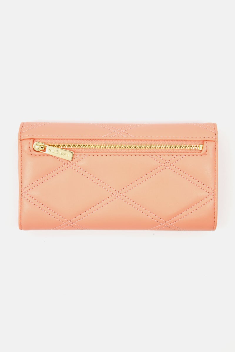 Women Hardware Logo Purse 11 H x 18 L x 2 W cm, Peach