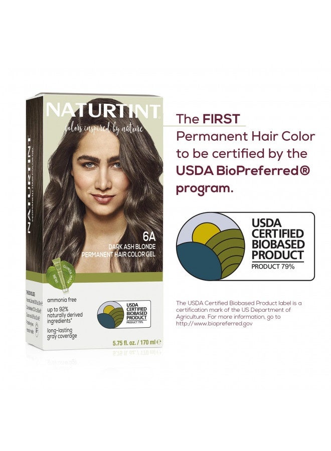 Naturtint Permanent Hair Color 6A Dark Ash Blonde (Pack Of 1), Ammonia Free, Vegan, Cruelty Free, Up To 100% Grey Coverage, Long Lasting Results