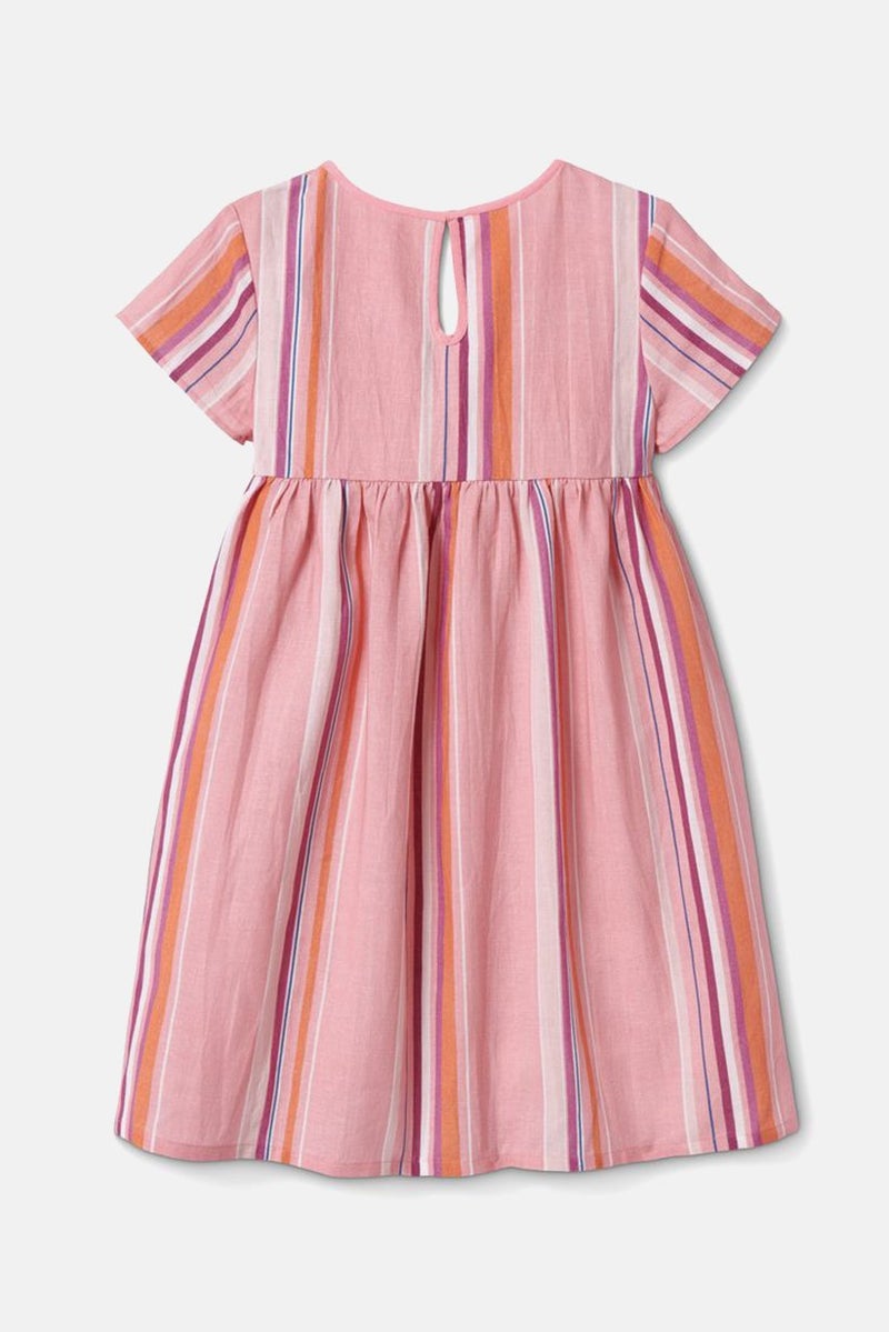 Kids Girl Stripe Linen Mini Dress, Pink