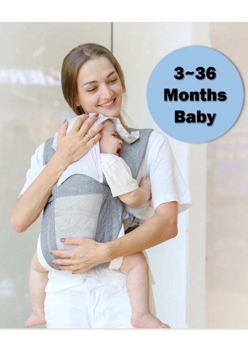 Baby Carrier Multifunctional Lightweight Adjustable Dual Shoulder Easy to Wear and Remove Skin Friendly Eco-Friendly Material (3 to 36 Months)