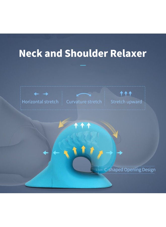 Portable Cervical Traction Stretcher Support Pillow Rubber Blue 22x12x17cm