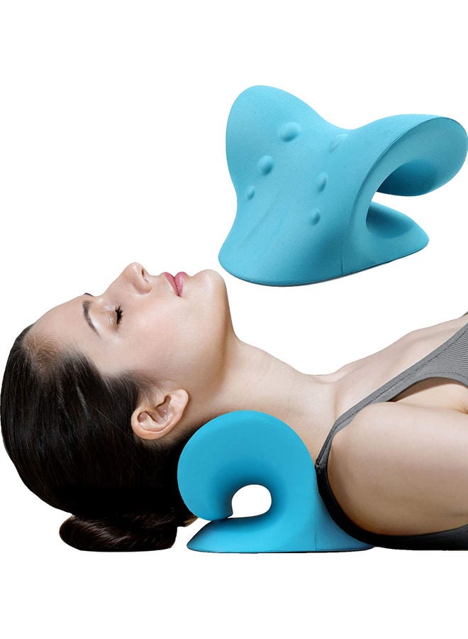 Portable Cervical Traction Stretcher Support Pillow Rubber Blue 22x12x17cm