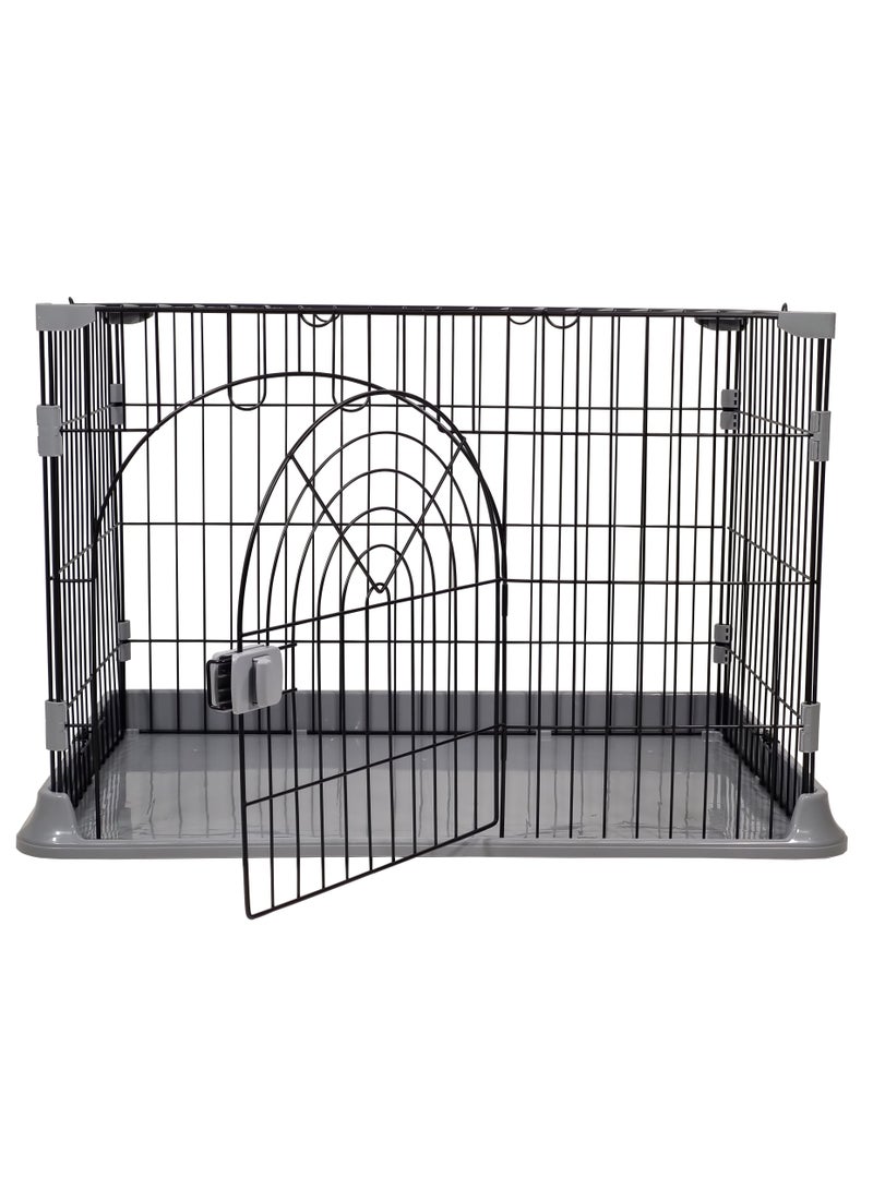 Cat cage with arched door design, Indoor cat cage with Spring door lock, Durable & strong quality cage, Easy to assemble, Suitable for multiple cats, Portable and foldable cage (Black)