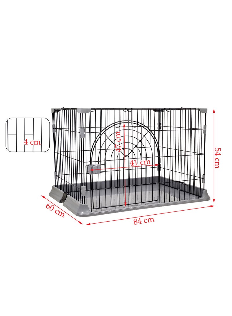 Cat cage with arched door design, Indoor cat cage with Spring door lock, Durable & strong quality cage, Easy to assemble, Suitable for multiple cats, Portable and foldable cage (Black)