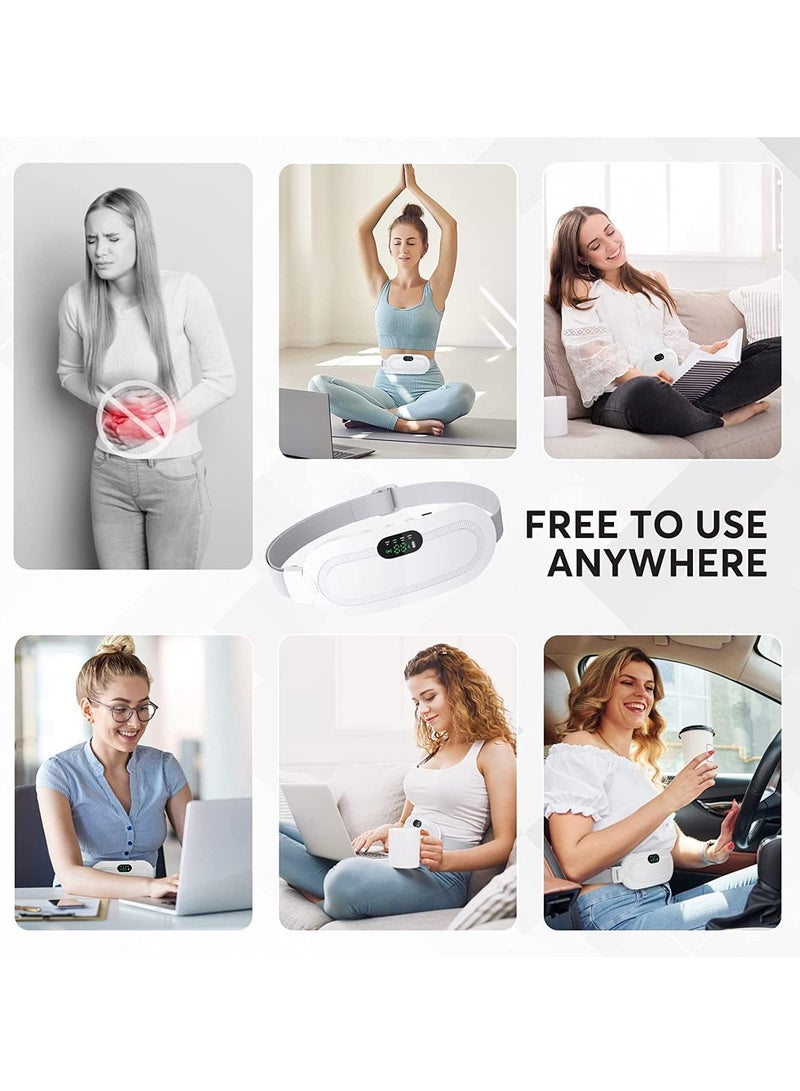 Electric Menstrual Heating Pad for Cramps, Wearable Heat Pad, 3 Temperature and 4 Massage Modes, Rechargeable USB Period Heat Pad for Back Pain, Stomach, Legs