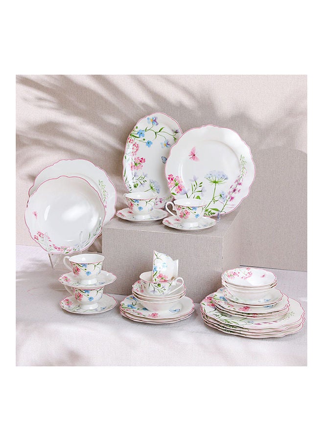 Eitens 32 Piece New Bone China Dinner Set Serve 6 New Bone China Modern Houseware Dinner Set L 37.5x27.5 X H 28.5cm