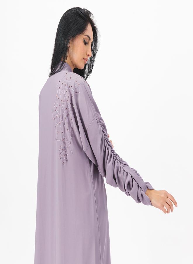 Front open abaya with embroidery