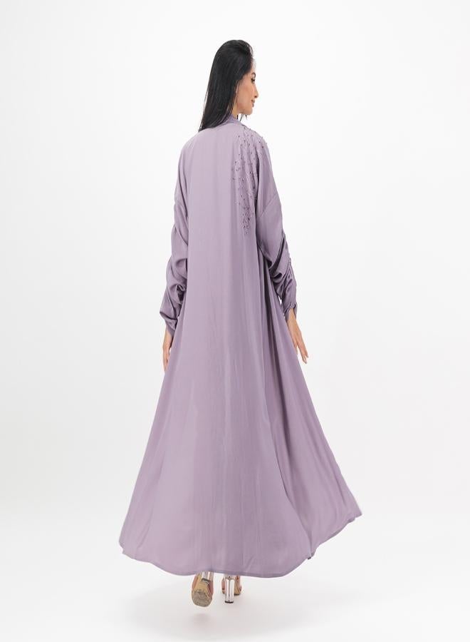 Front open abaya with embroidery