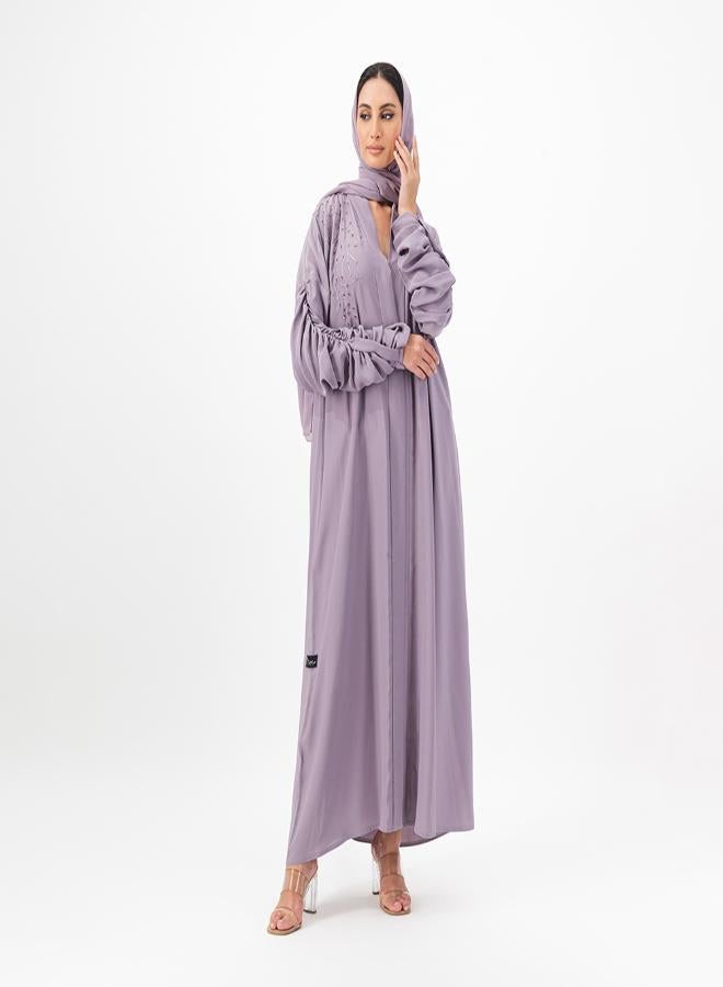 Front open abaya with embroidery