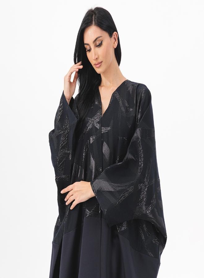 Front open abaya with shimmer detail