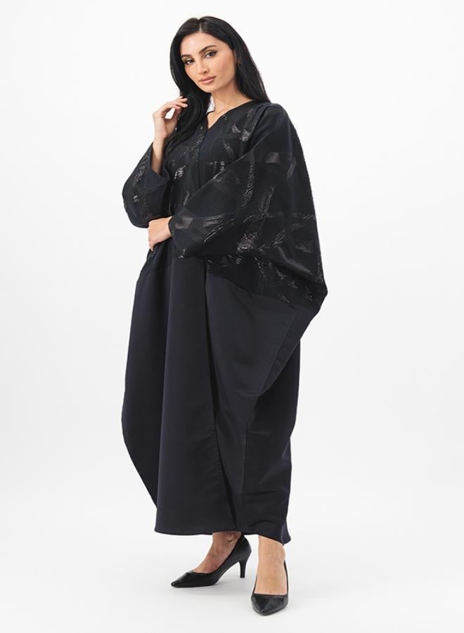 Front open abaya with shimmer detail