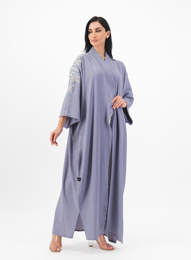 Front open abaya with shoulder details