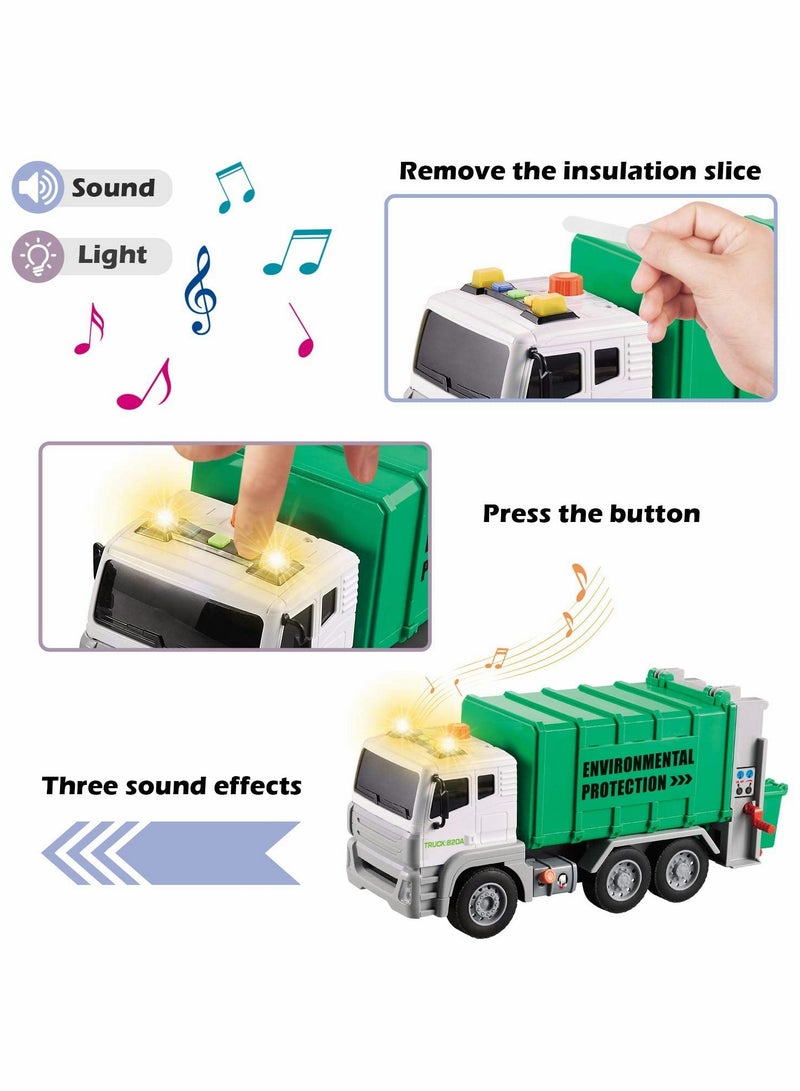 12 Inch Garbage Truck Toy with Sound and Light Features for Kids Recycling Fun