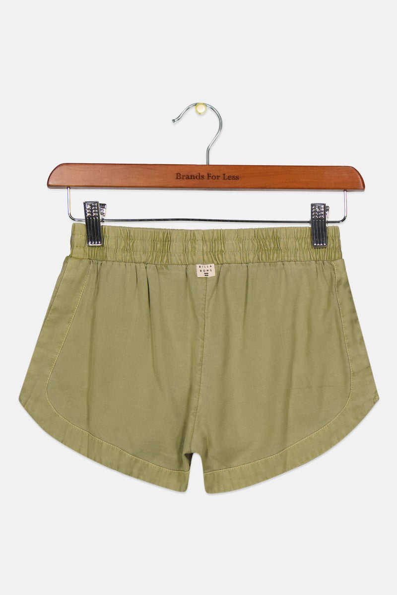 Kids Girl Pull On Side Pockets Shorts, Green