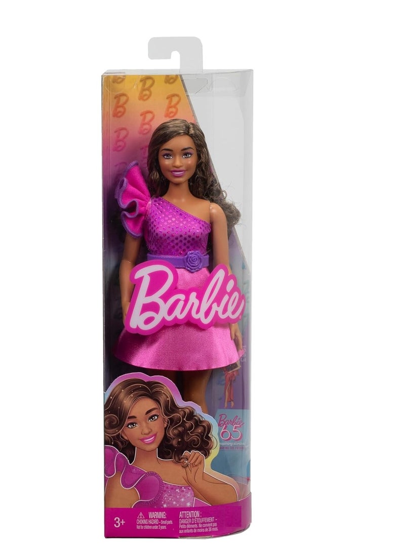 Barbie Fashionistas Doll With Brown Hair And Pink Sparkly Dress