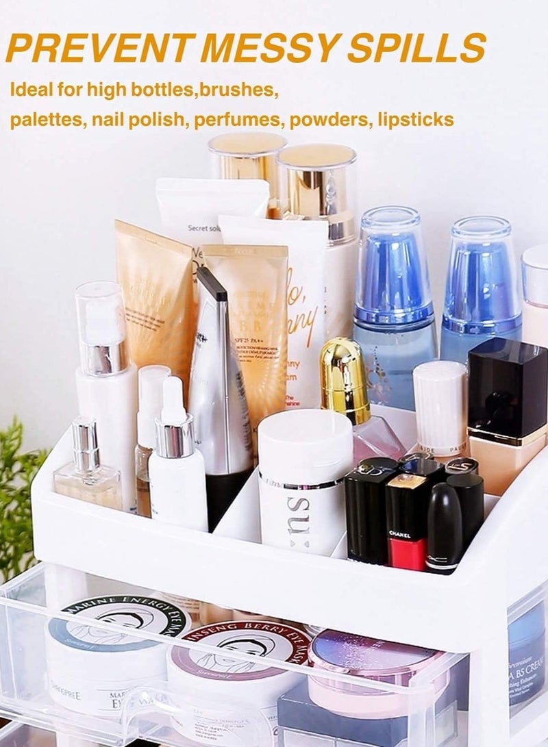 Makeup Organizer with 3 Drawers, Bathroom Vanity Countertop Storage for Cosmetics, Brushes, Lotion, Nail Lipstick and Jewelry