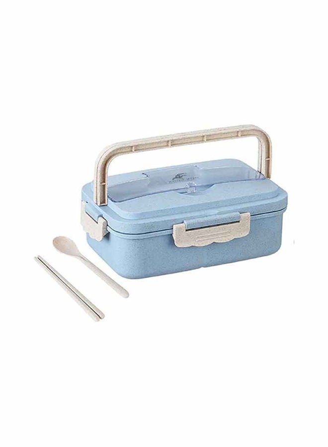 Wheat Straw Microwave Spill-proof Lunch Box ,Blue- 21x13x7 inch