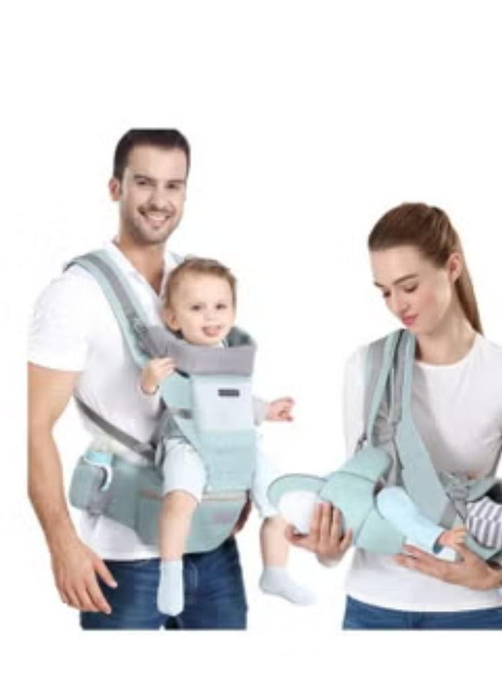 Multifunctional Waist Stool Hip Seat Carrier For 0-36 Months Baby - Green/Grey