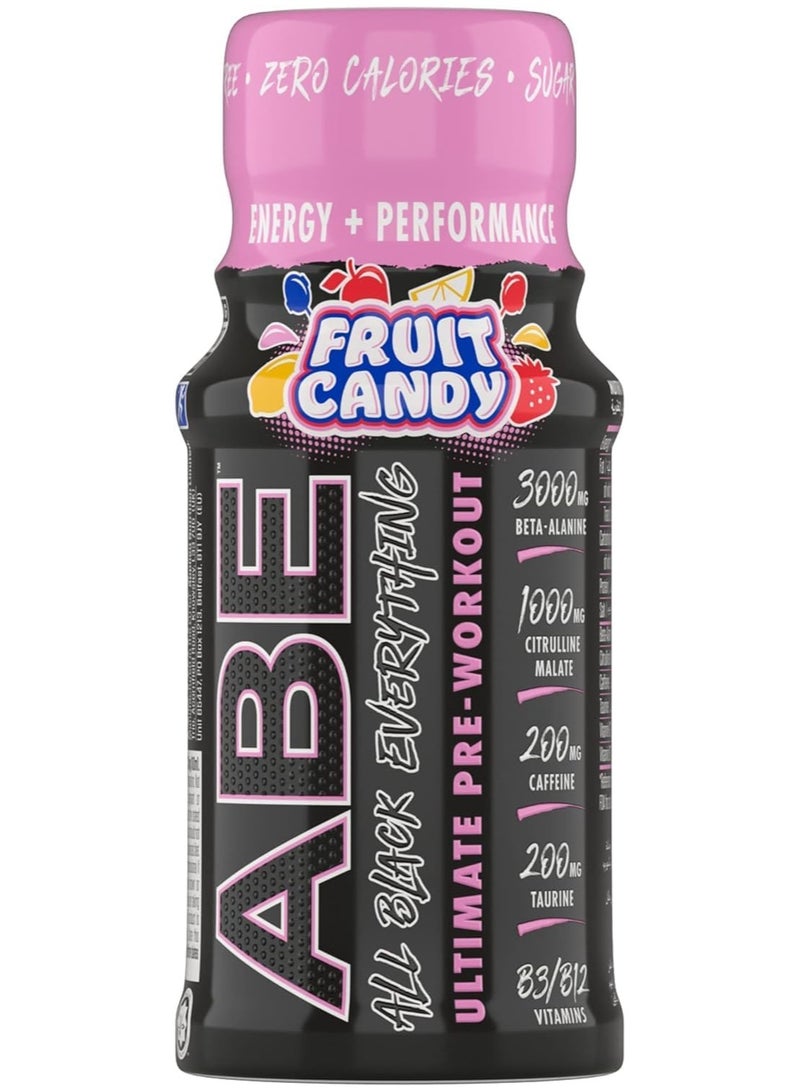 Abe Ultimate Pre Workout Shot, Fruit Candy, 60Ml Pack of 12