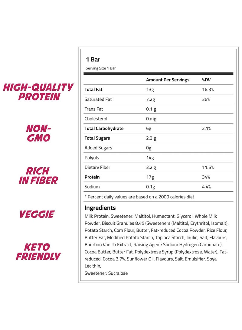 Keto Cake Protein Cookies &Cream Bar 60gm Pack of 18