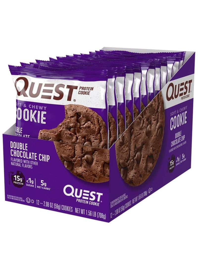 Protein Cookie, Double Chocolate Chip High Protein Low Carb 12 Count