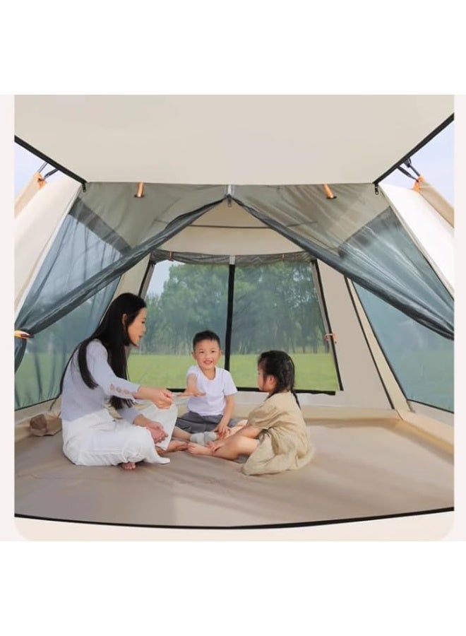 GO2CAMPS Automatic Camping Tent 6 Persons, Instant Automatic Pop Up Dome Tent, Portable Lightweight Camping Tent for Family Backpacking Hunting, Hiking Outdoor Beach Tent and Picnic Tent (Beige)