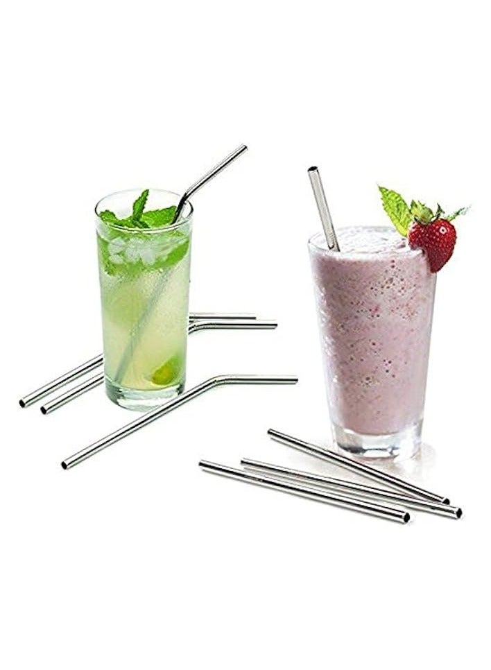 Set of 10 Stainless Steel Straws FDA-Approved extra Long 10.5'' Drinking Metal Straws For 30oz Stainless