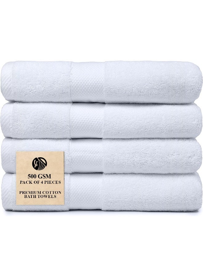 Somer Field Towels - Bath Towels (PACK OF 4 Piece) - Luxurious 500 GSM 100% Ring Spun Cotton - Quick Dry, Highly Absorbent, Soft Feel Towels, Perfect for Daily Use - (white)