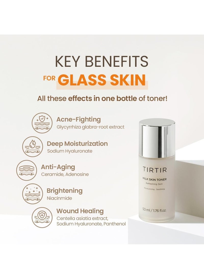 TIRTIR Milk Skin Rice Toner | Deep Moisturizing, Hydrating Toner for face, Niacinamide, Ceramide, Rice Bran Extract, Nature-Oriented Ingredients for Korean Skin Care, Vegan, 1.69 Fl Oz