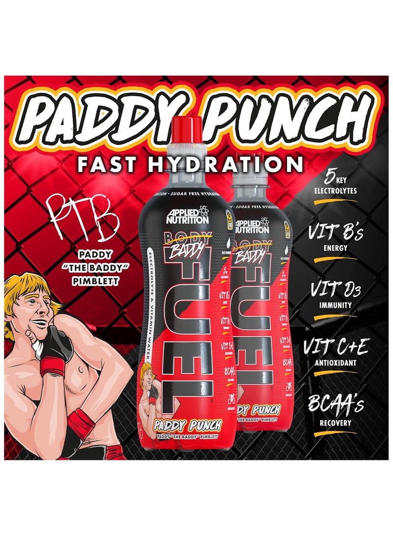 BodyFuel Electrolyte Water Prime Drink with BCAAs and Vitamins Fast Hydration Paddy Punch Flavour 500ml Pack Of 12