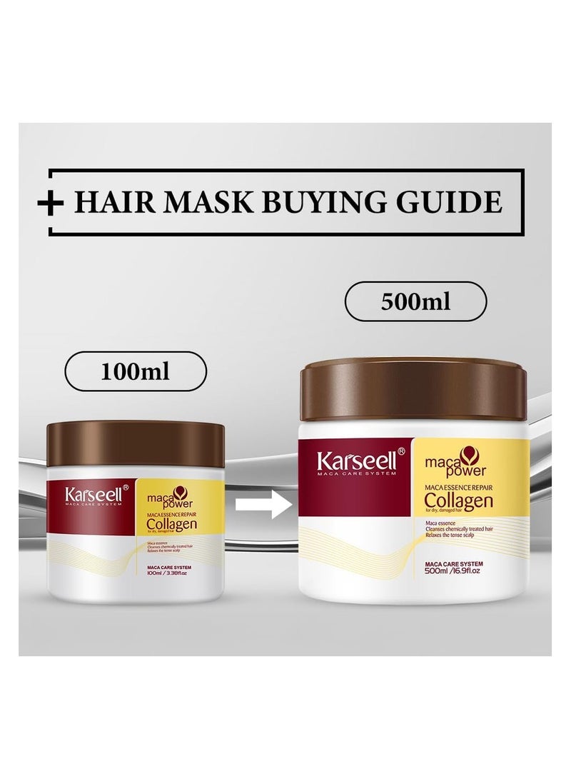 Karseell Collagen Hair Treatment Deep Repair Conditioning Argan Oil Collagen Hair Mask Essence for Dry Damaged Hair All Hair Types 500ml