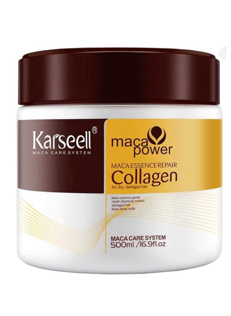 Karseell Collagen Hair Treatment Deep Repair Conditioning Argan Oil Collagen Hair Mask Essence for Dry Damaged Hair All Hair Types 500ml