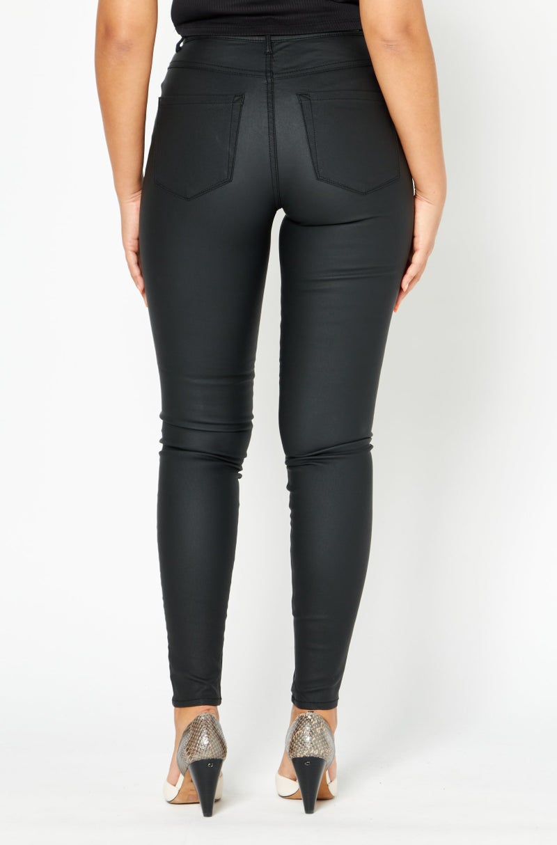 Women Solid High Waist Stretchable Trouser 30 Length, Black