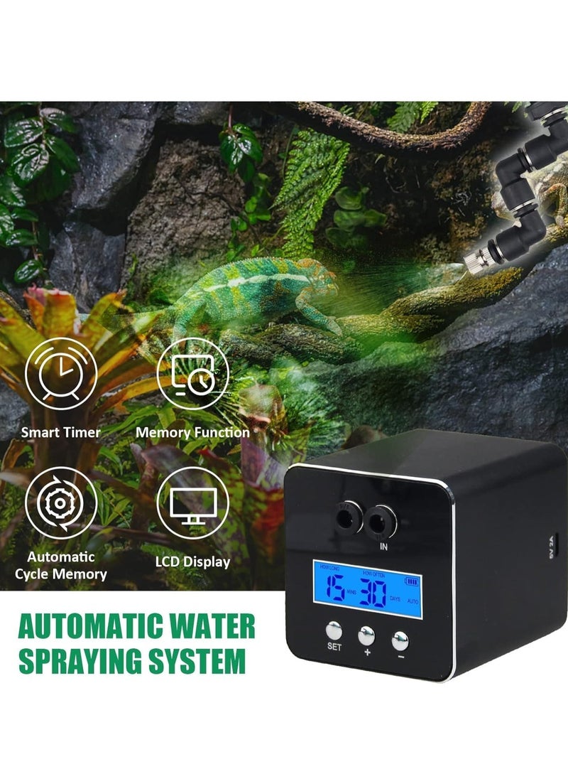 Humidifiers Mister Fogger with Timer for Reptile and Plant, Reptile Terrarium Misting System with 360° Adjustable Misting Nozzles, Tank Accessories for Crested Gecko Snake Ball Python Leopard Gecko