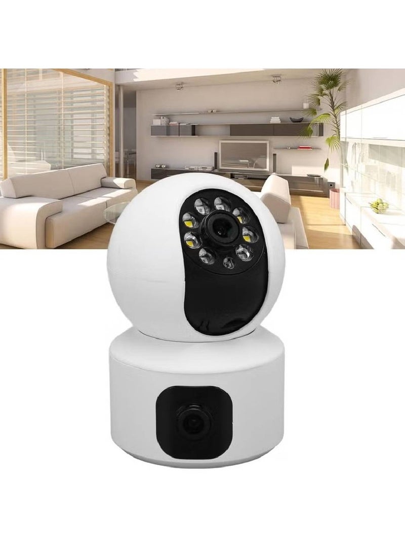 WiFi Security Camera, Storage Card Storage Dual Lens Indoor Surveillance Camera Motion Detection 100‑240V for Pet for Home