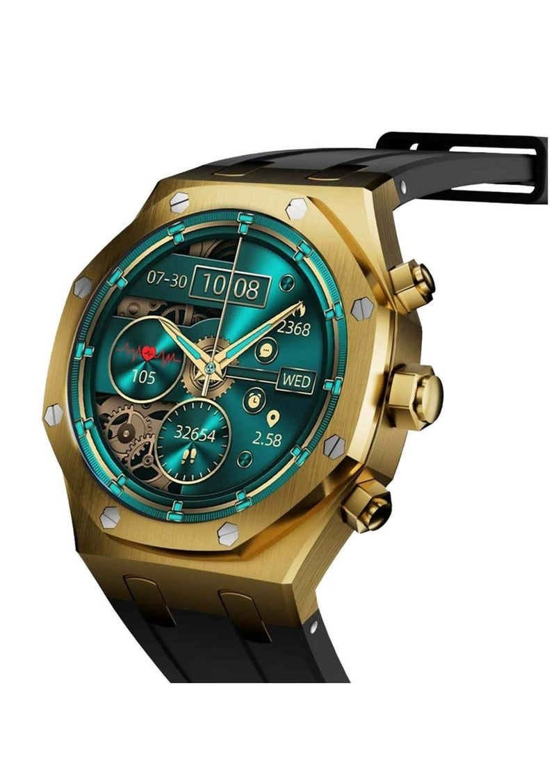 Cristallo AP Smart Watch , Activity Tracker, Health Monitoring, Bluetooth Calling, 7 Days Battery Life, AMOLED Display - GOLD