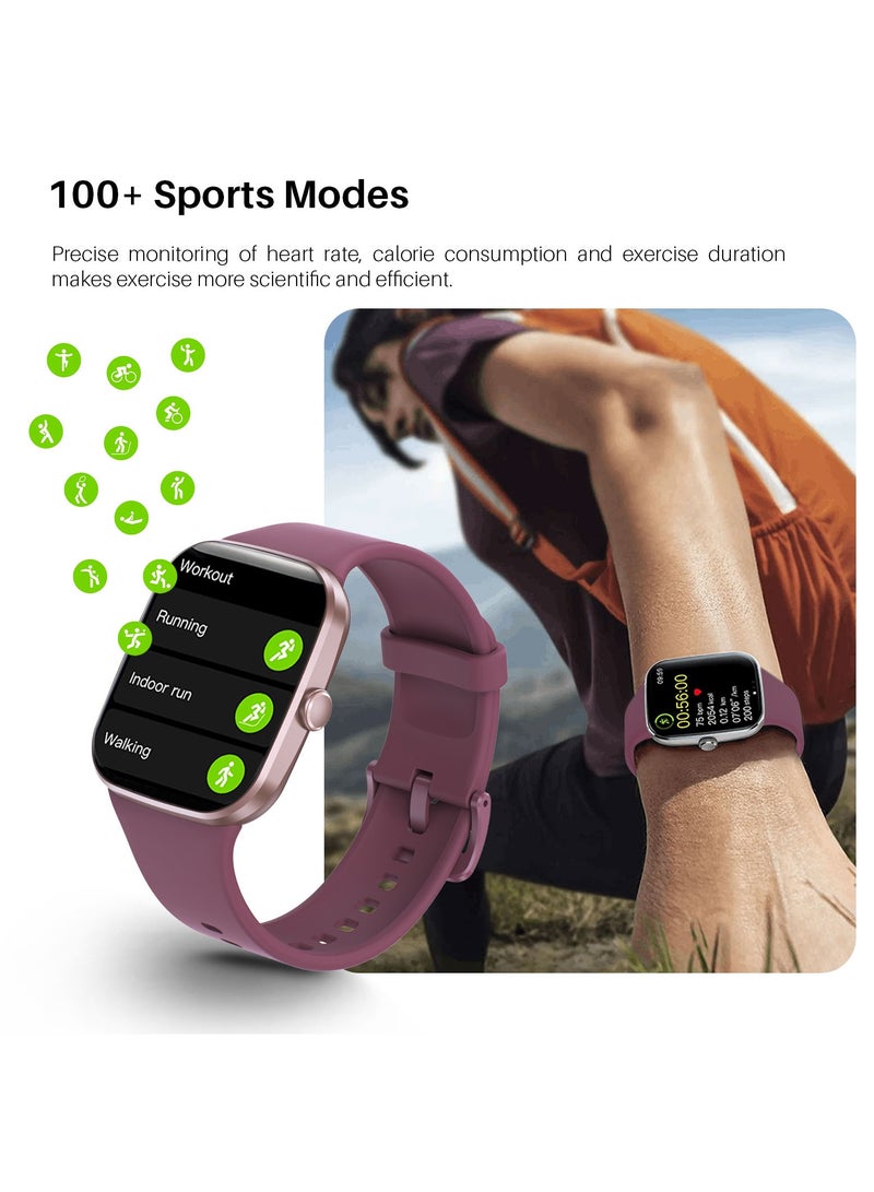 Smart Watch for Men and Women: 2.1 HD Fitness Tracker with Voice Assistant, Call Function, IP67 Waterproof, Blood Pressure, Heart Rate, and Sleep Monitor - 100+ Sports Modes (purple)