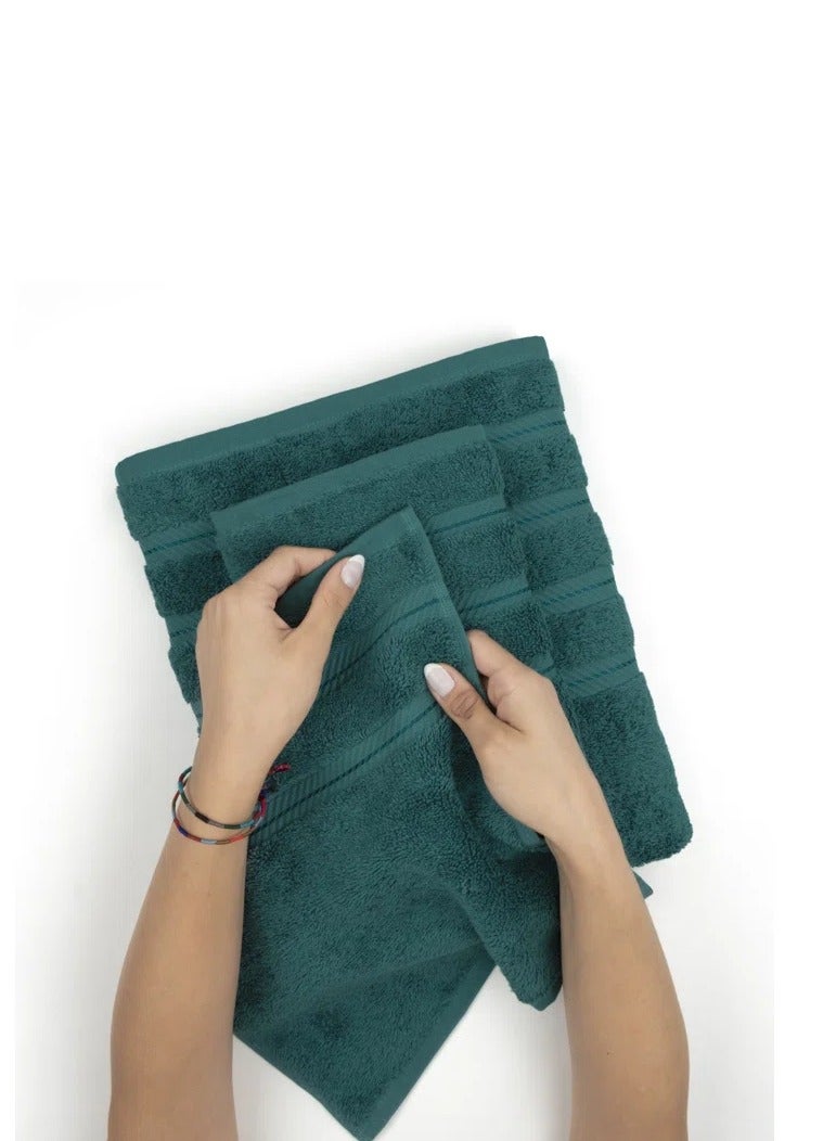 Towel Set Luxury Hotel Quality 600 GSM Genuine Combed Cotton, Super Soft & Absorbent Family Bath Towels 6 Piece Set -  2 Bath Towels, 2 Hand Towels, 2 Washcloths - Teal